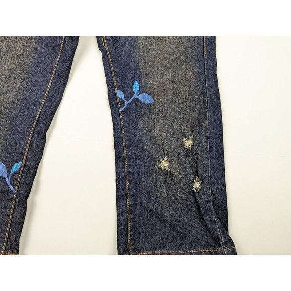 Vintage Y2K Levi's 504 Slouch Jeans Re-Issued Distressed Embroidery Size 7 New - Picture 3 of 11